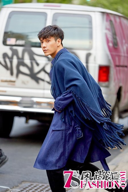 3 Chen Kun wearing a Burberry trench coat and a fringe cashmere poncho in ...