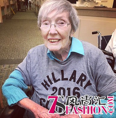 Margaret Johnson，98岁，加州，她说“毫无疑问我要投给希拉里了，我希望有生之年能看到一位女性总统”。